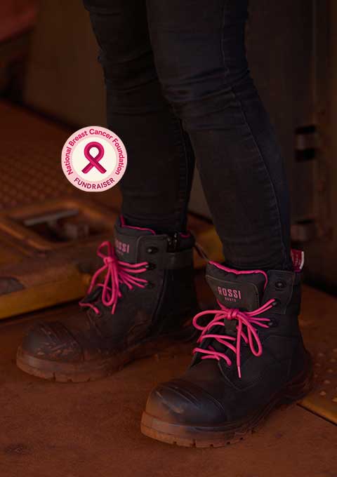 Rossi Chinchilla Rouge Chelsea Boot & Rossi Women's Gina Safey Boot. Supporting Breast Cancer Awareness Month.
